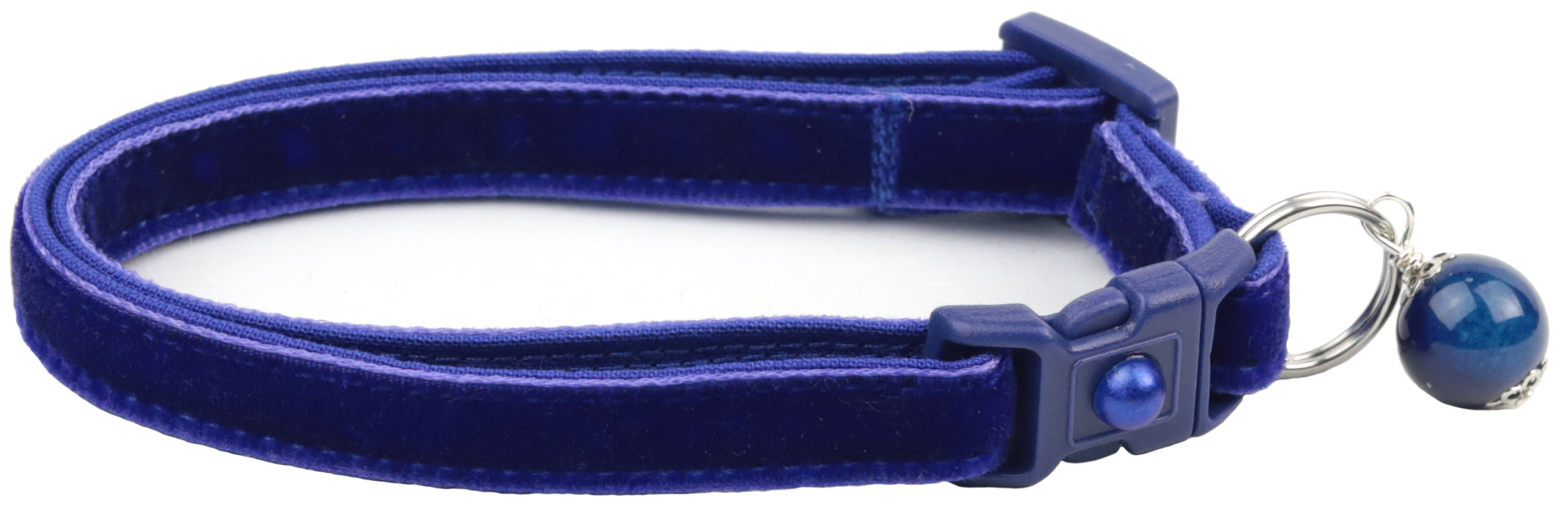 Soft Navy Blue Velvet Cat Collar-2