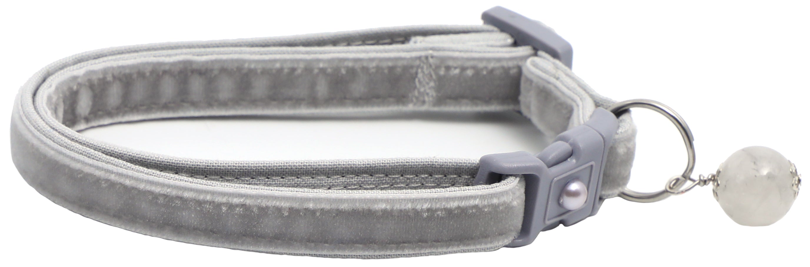 Soft Silver Velvet Cat Collar-2