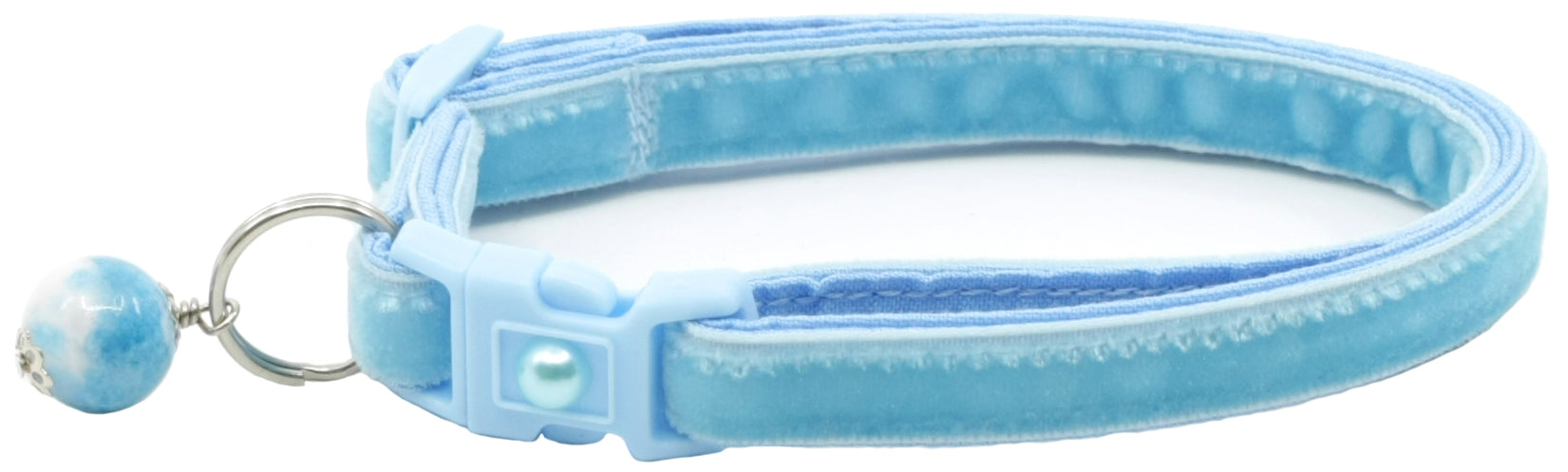 Soft Light Blue Velvet Cat Collar-2