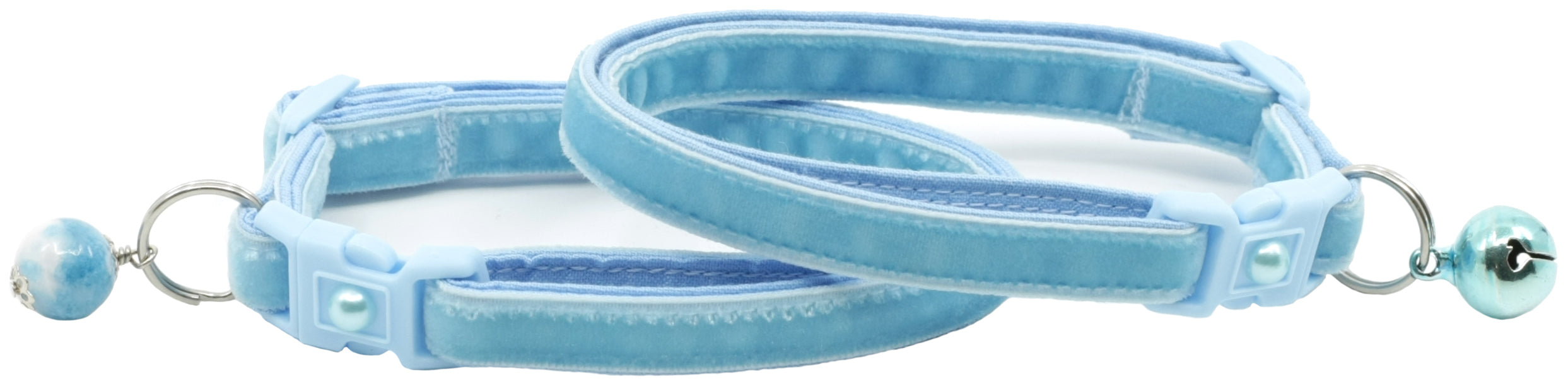 Soft Light Blue Velvet Cat Collar-3