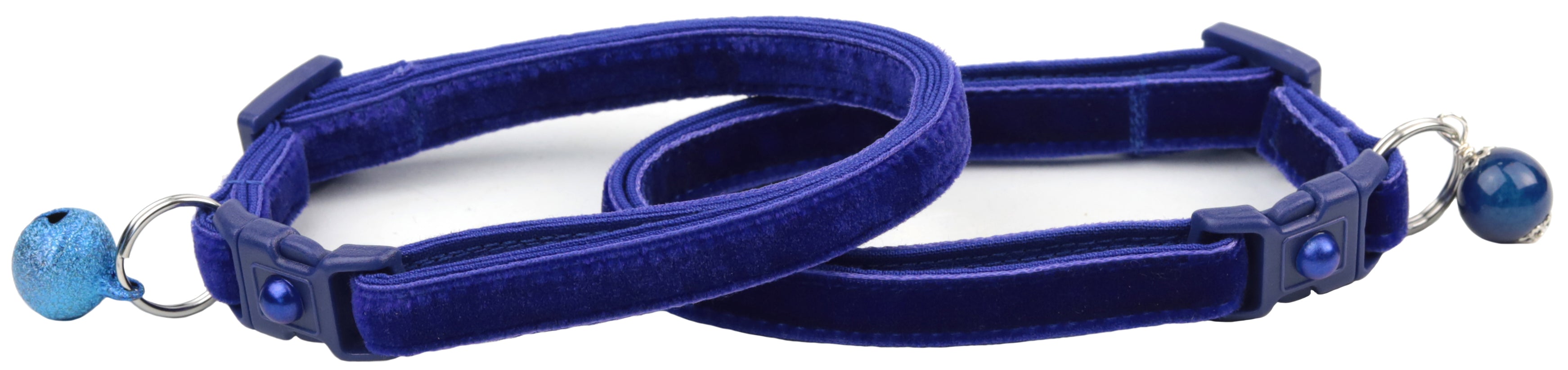 Soft Navy Blue Velvet Cat Collar-3