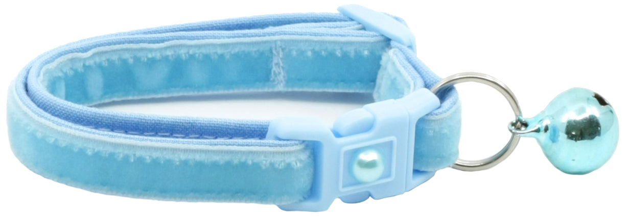 Soft Light Blue Velvet Cat Collar-4