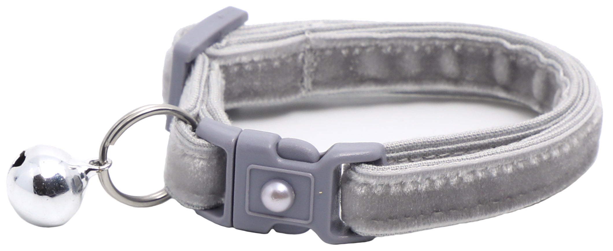 Soft Silver Velvet Cat Collar-4