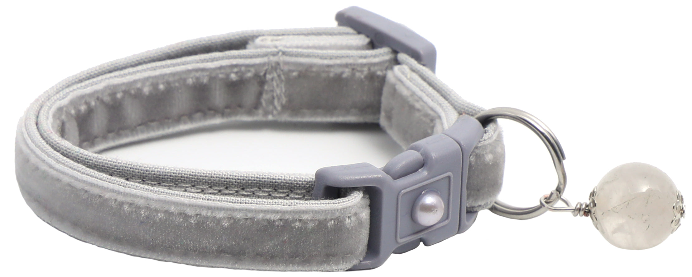 Soft Silver Velvet Cat Collar-5
