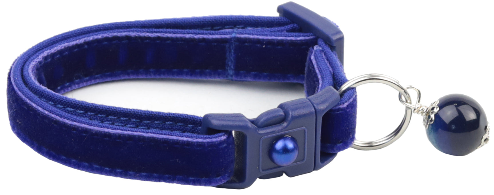 Soft Navy Blue Velvet Cat Collar-6