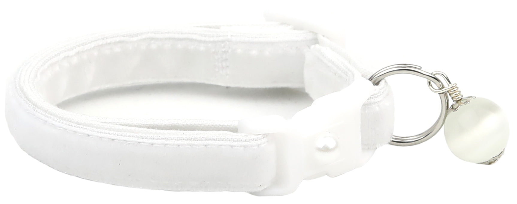 Soft White Velvet Cat Collar-5