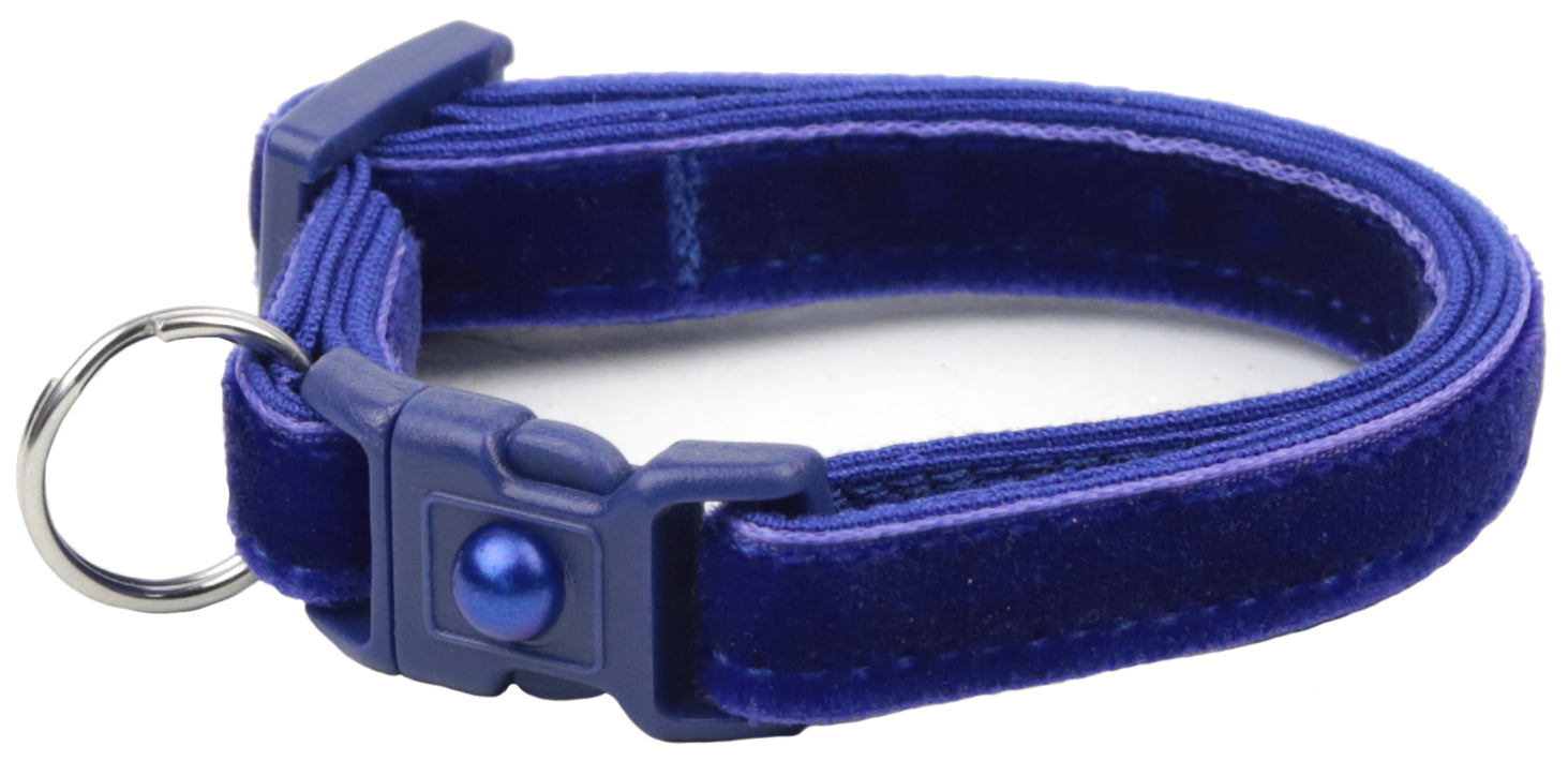 Soft Navy Blue Velvet Cat Collar-5