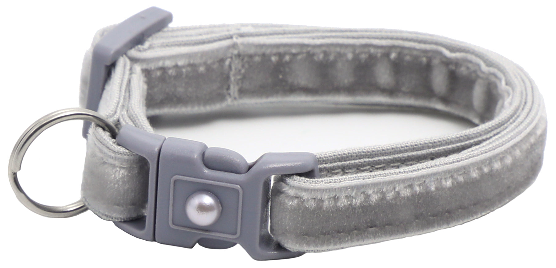 Soft Silver Velvet Cat Collar-6