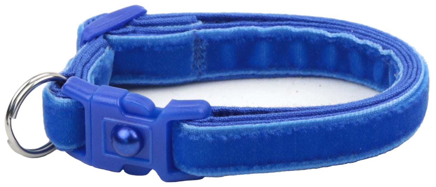 Soft Royal Blue Velvet Cat Collar-5