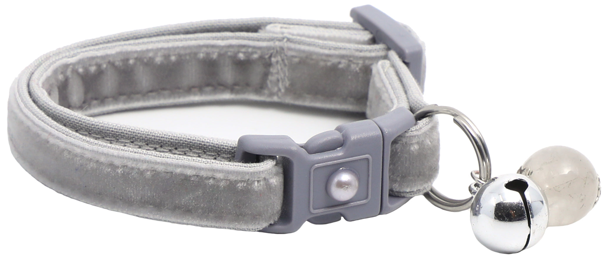 Soft Silver Velvet Cat Collar-0