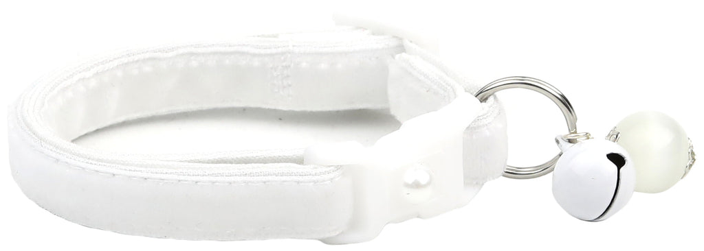 Soft White Velvet Cat Collar-0