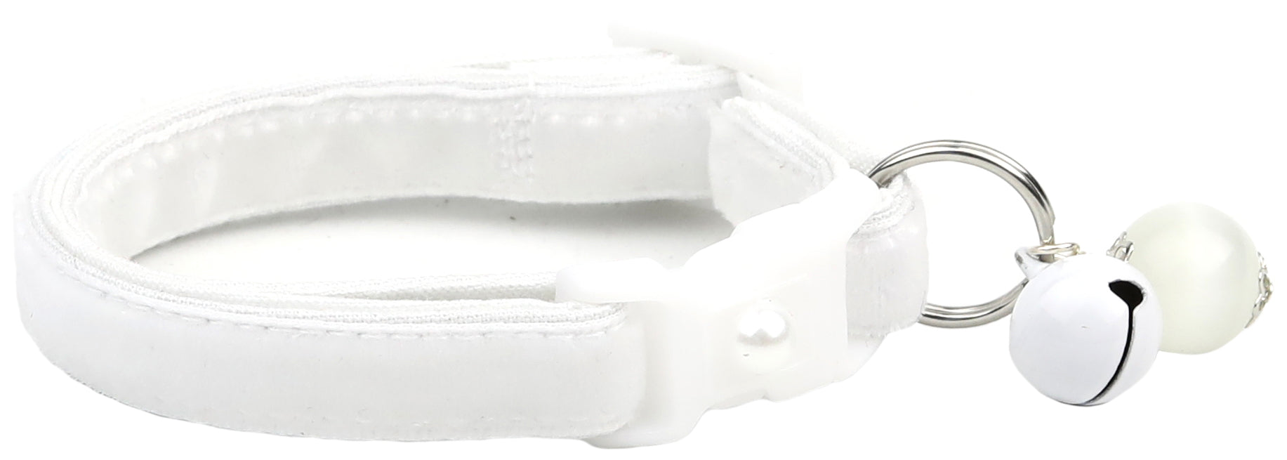 Soft White Velvet Cat Collar-0